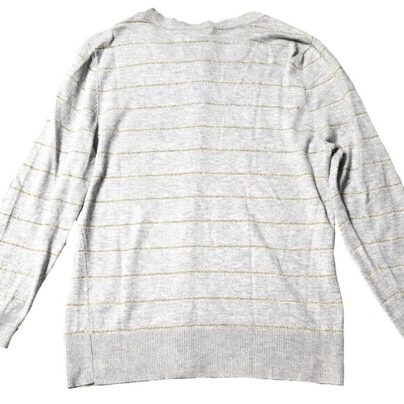 Halogen Size XSp Womens Gray With Gold Thread Lines Button Down Cardigan Shirt - Picture 4 of 7